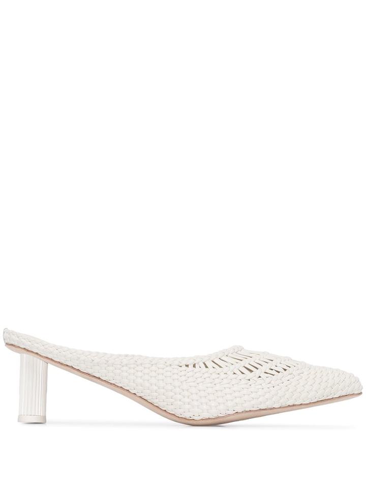 Cult Gaia Della 70 Woven Mules - White