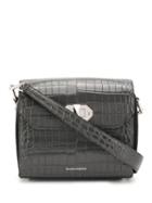 Alexander Mcqueen Crocodile-effect Shoulder Bag - Grey