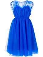 Msgm Tulle Panel Dress - Blue
