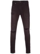 Monkey Time Distressed Skinny Jeans, Men's, Size: Large, Black, Cotton/calf Leather/polyurethane