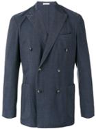 Boglioli Double-breasted Blazer, Men's, Size: 50, Blue, Virgin Wool/silk/spandex/elastane/cupro