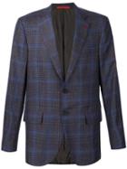 Isaia Checked Blazer, Men's, Size: 52, Blue, Silk/linen/flax/cashmere/wool