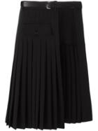 Dsquared2 Pleated Layer Belted Skirt, Women's, Size: 42, Black, Spandex/elastane/virgin Wool