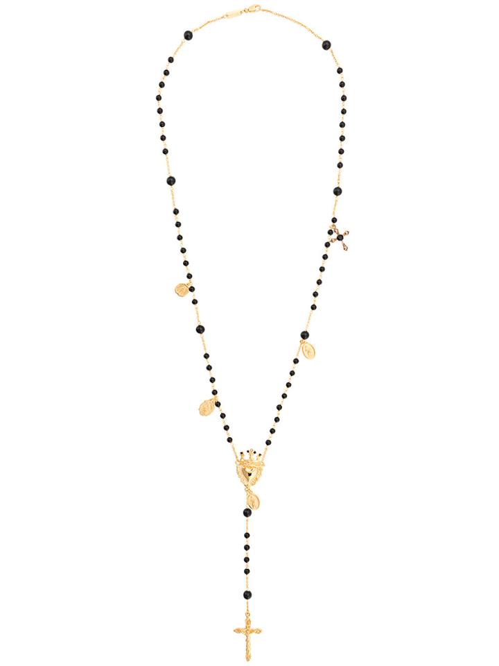 Dolce & Gabbana Rosary Sacred Heart Necklace - Black