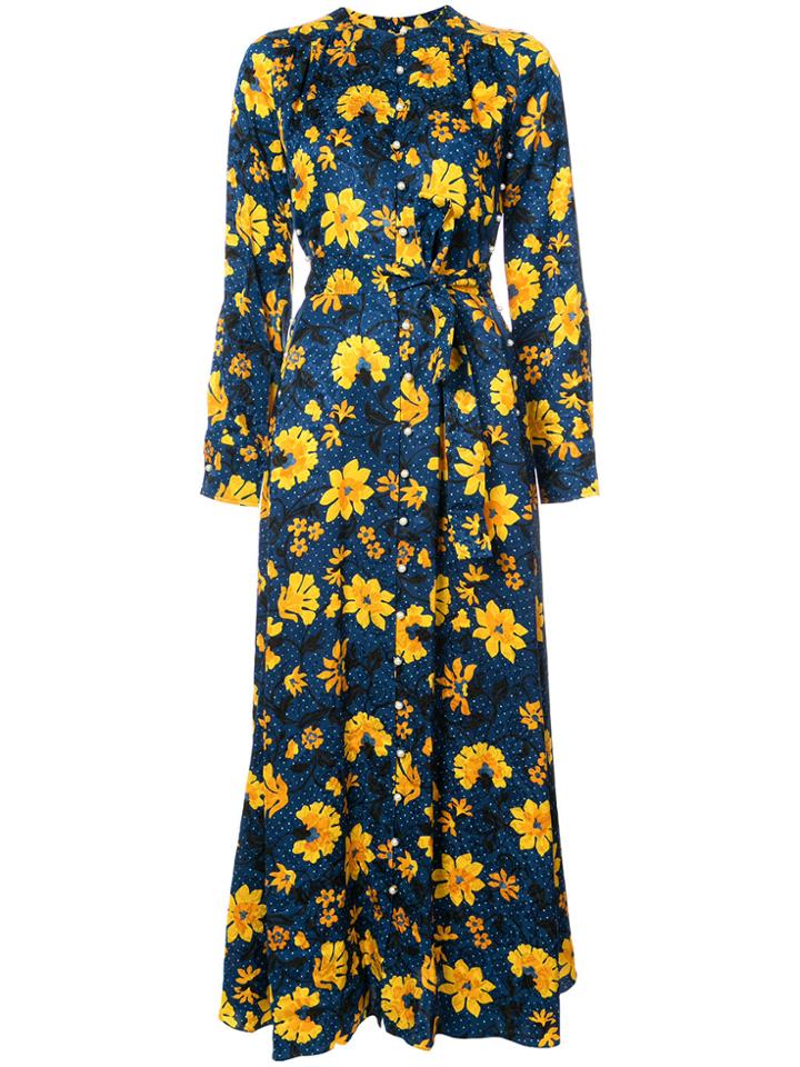 Altuzarra Floral Print Button Down Dress - Blue