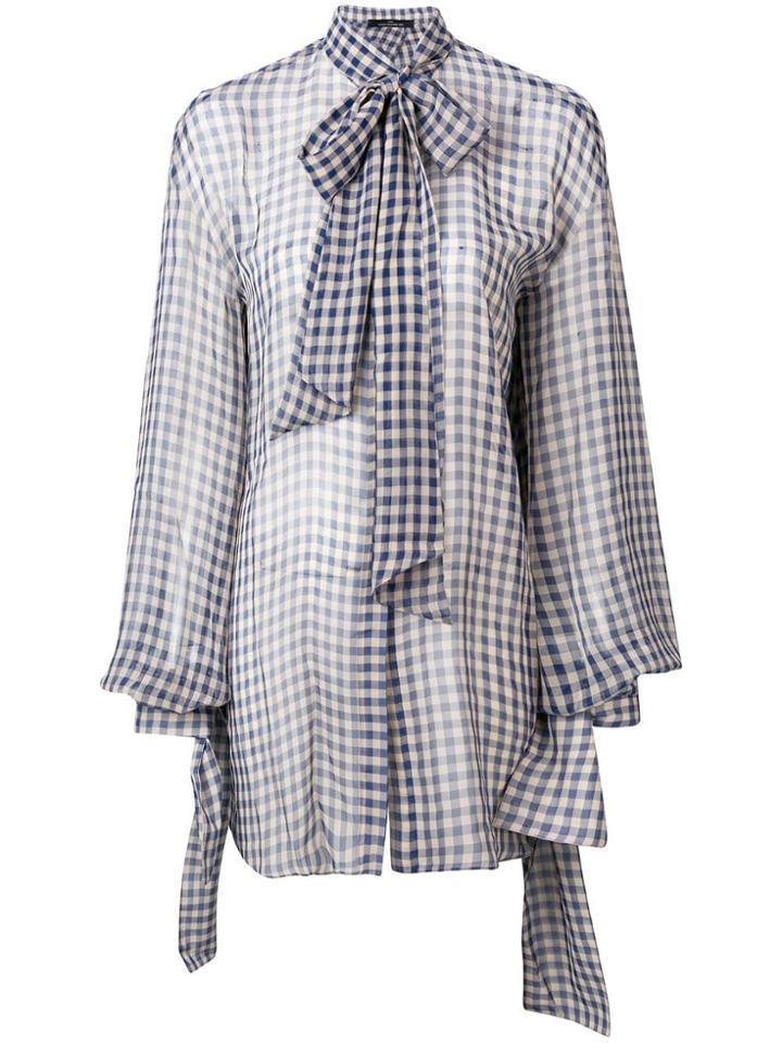 Rokh Sheer Checked Blouse - Blue