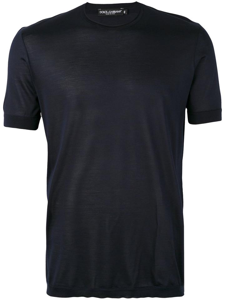 Dolce & Gabbana - Round Neck T-shirt - Men - Silk - 50, Blue, Silk