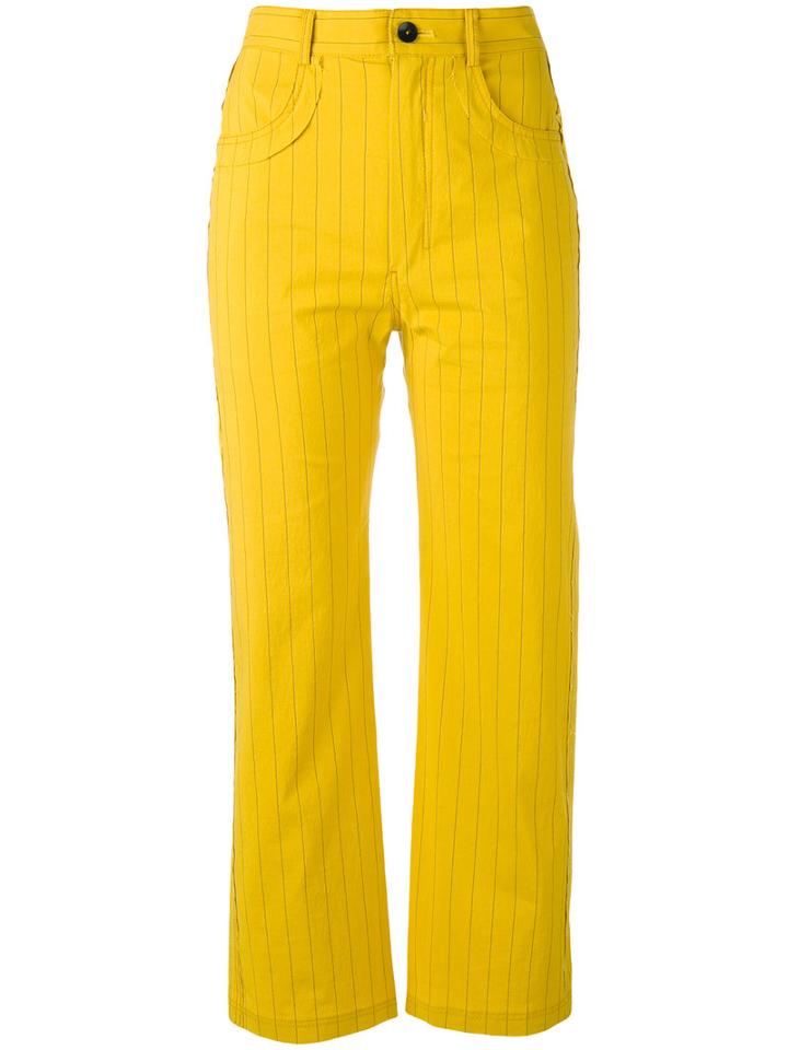 Damir Doma - Posy Cropped Trousers - Women - Cotton/polyamide - M, Yellow/orange, Cotton/polyamide