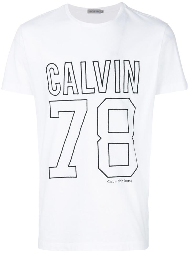 Calvin Klein Jeans Logo Embroidered T-shirt - White