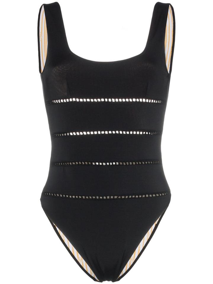 She Made Me Mama Scoop Neck Swimsuit - Black