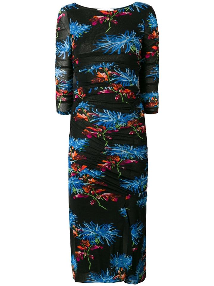 Dvf Diane Von Furstenberg Floral Printed Dress - Black