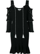 Derek Lam 10 Crosby Cut-off Shoulder Knitted Dress, Women's, Size: Small, Black, Cotton
