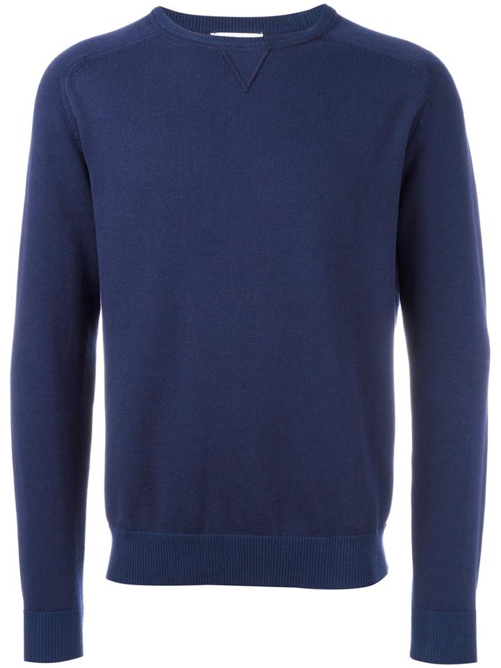 Boglioli Ribbed Trim Sweatshirt, Men's, Size: Small, Blue, Cotton/cashmere