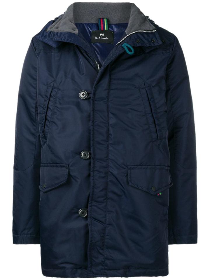 Ps By Paul Smith Off-centre Button Coat - Blue