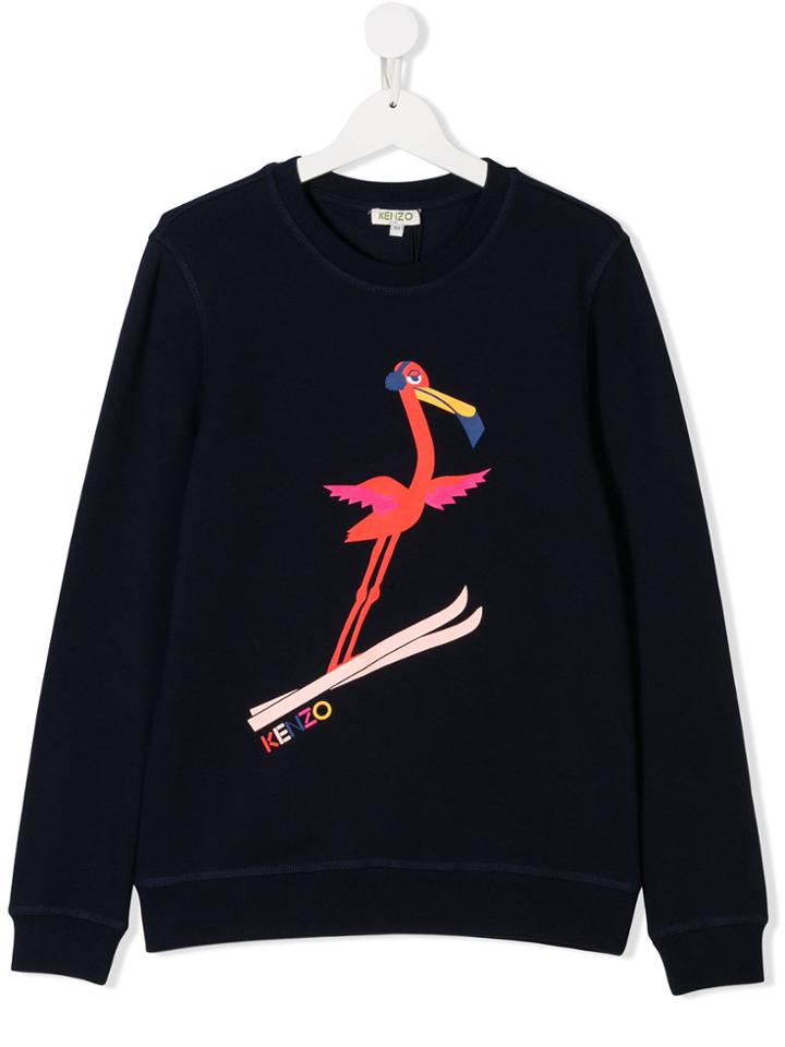 Kenzo Kids Teen Skiing Flamingo Print Sweatshirt - Blue