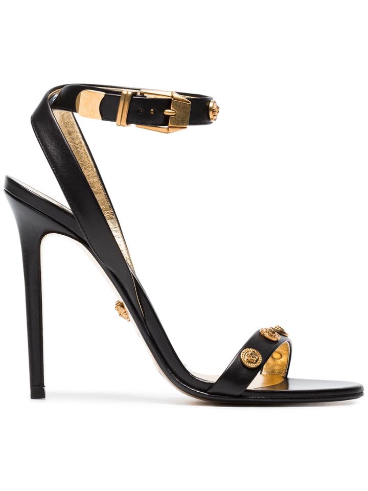 Versace Black Medusa Medal 110 Leather Sandals