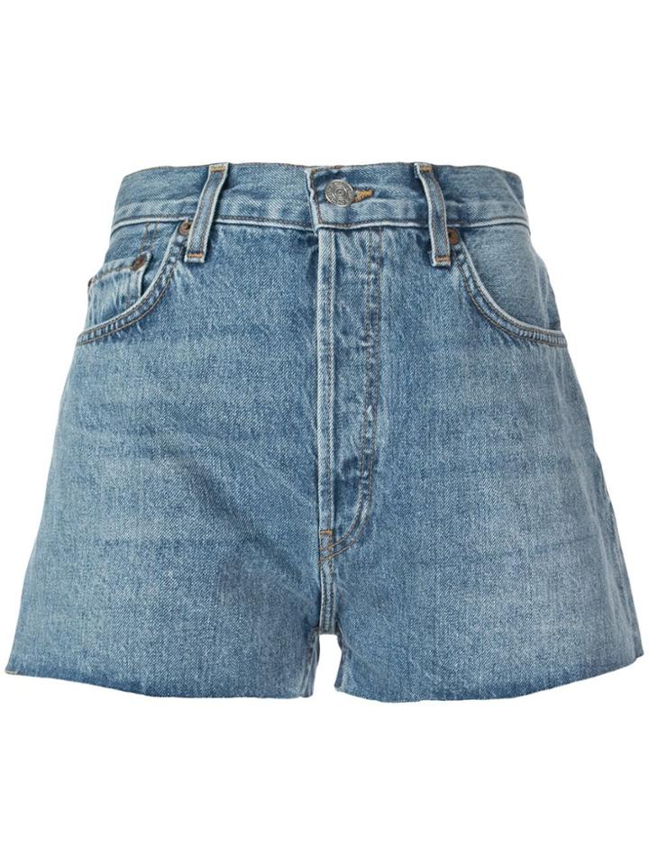 Re/done Mid Rise Denim Shorts - Blue