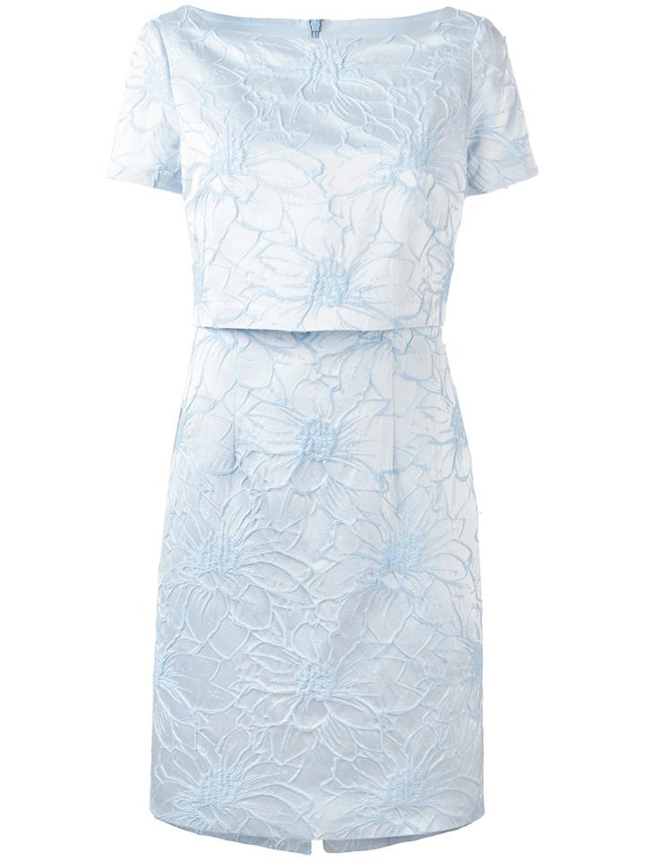Blugirl Embroidered Flowers Layered Dress, Women's, Size: 48, Blue, Cotton/acetate/acrylic/polyester
