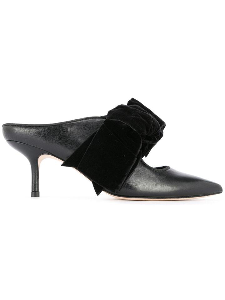 Tory Burch Velvet Bow Mules - Black