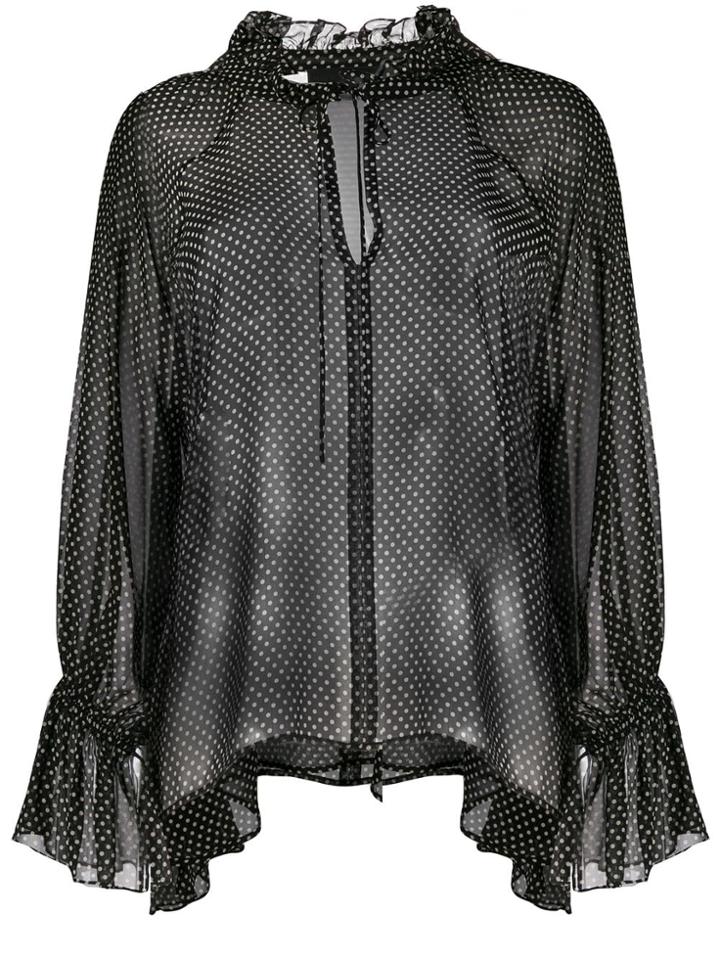 Nili Lotan Sheer Polka Dot Blouse - Black