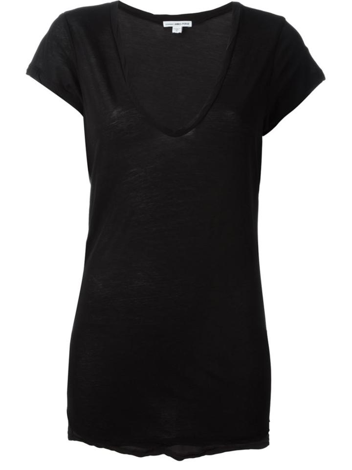 James Perse V Neck T-shirt, Women's, Size: 0, Black, Cotton