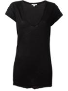 James Perse V Neck T-shirt, Women's, Size: 0, Black, Cotton
