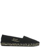 Saint Laurent Gold-tone Stitched Logo Espadrilles - Black