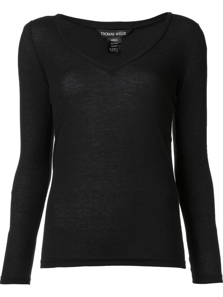 Thomas Wylde 'satisfaction' V-neck Top, Women's, Size: Large, Black, Polyester/rayon