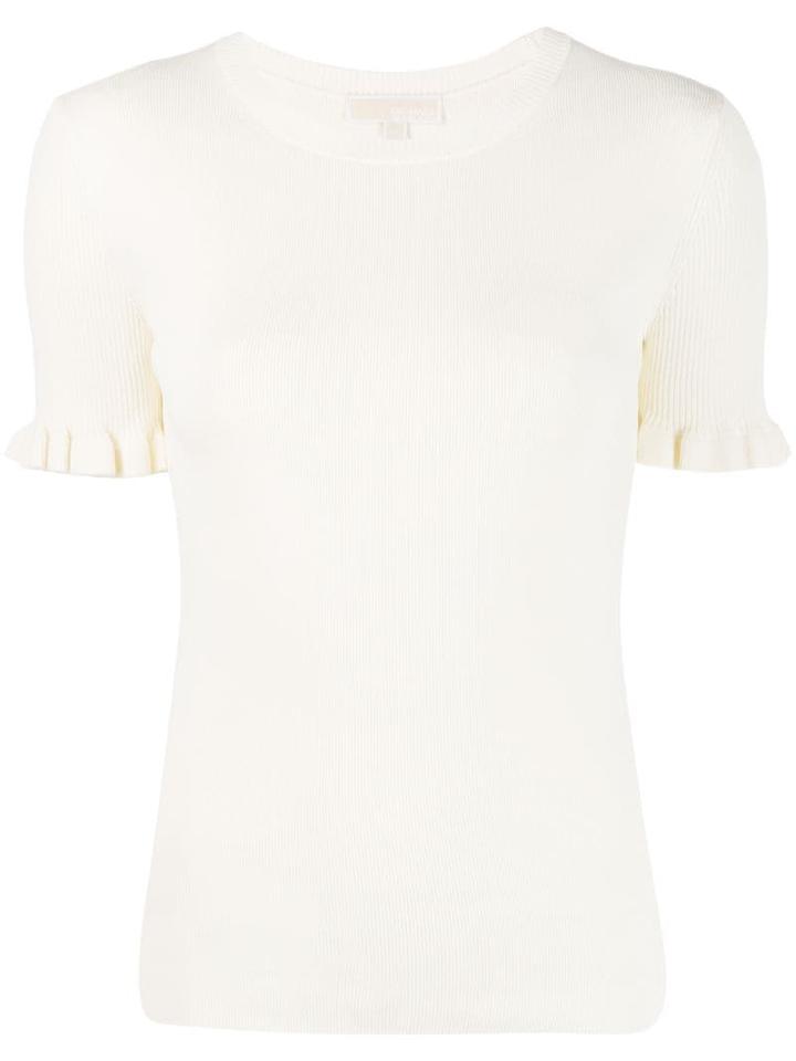 Michael Michael Kors Ruffle-sleeve Knit Top - White