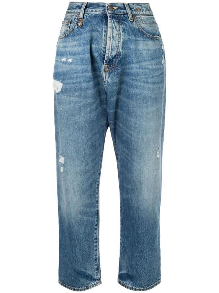 R13 Bain Distressed Boyfriend Jeans - Blue
