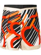 Carven - Patterned Shorts - Women - Silk/polyester - 38, Yellow/orange, Silk/polyester