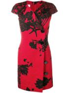 Christian Dior Vintage Rose Print Jacquard Dress - Red