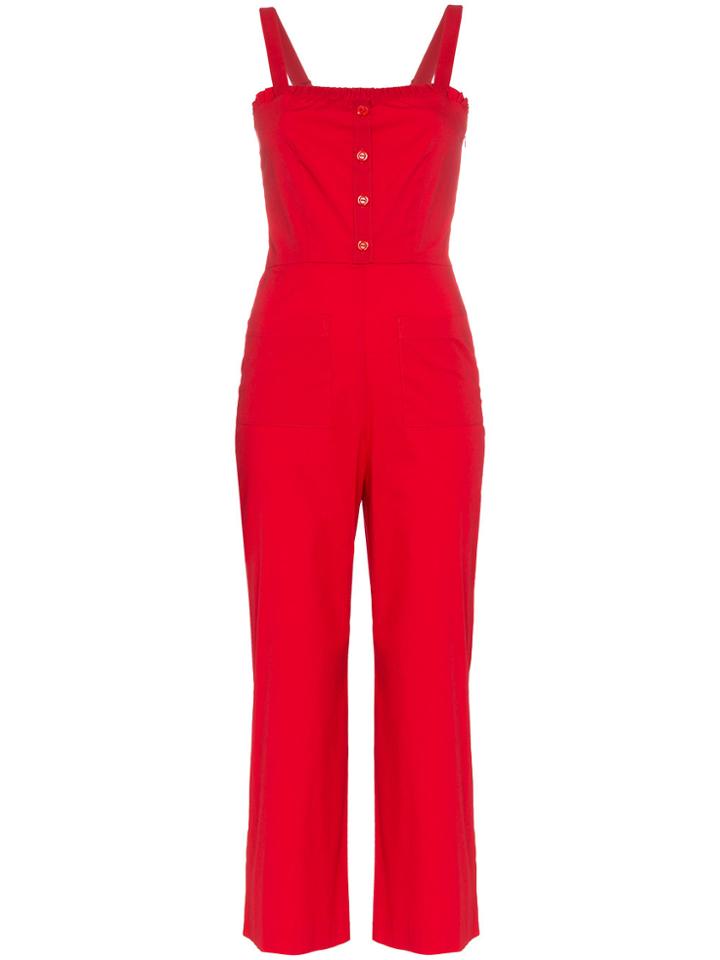 Staud Sophia Cotton Jumpsuit - Red