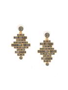 Oscar De La Renta Stacked Crystal Pendant Earrings - Black