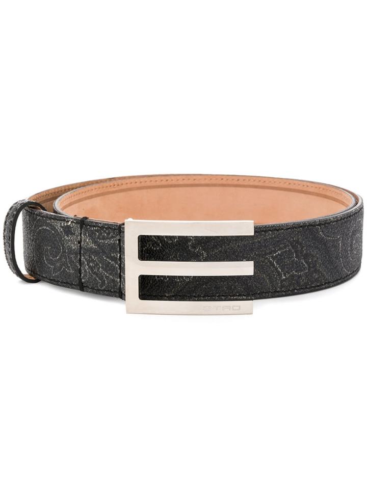 Etro Front Logo Embellished Belt - Black