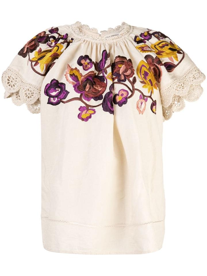 Ulla Johnson Embroidered Rumi Blouse - Neutrals