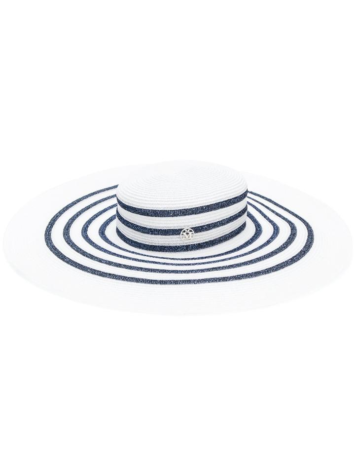 Maison Michel Striped Hat - White