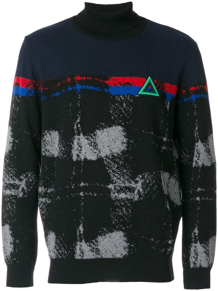 Iceberg Embroidered Turtle-neck Sweater - Black
