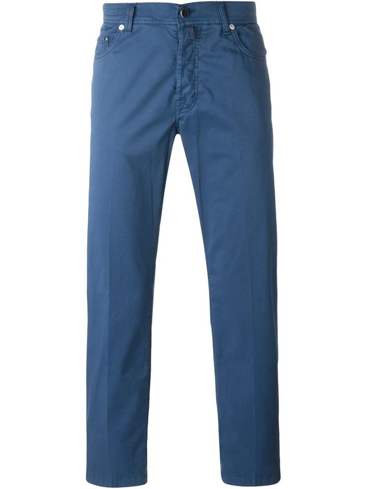 Kiton Straight Leg Jeans, Men's, Size: 36, Blue, Cotton/spandex/elastane