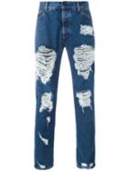 Palm Angels Ripped Skinny Jeans, Men's, Size: 29, Blue, Cotton