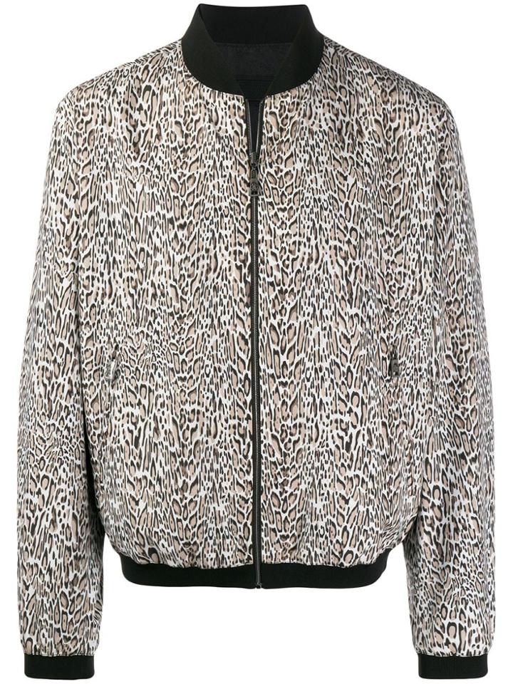 Roberto Cavalli Leopard Print Bomber Jacket - Neutrals
