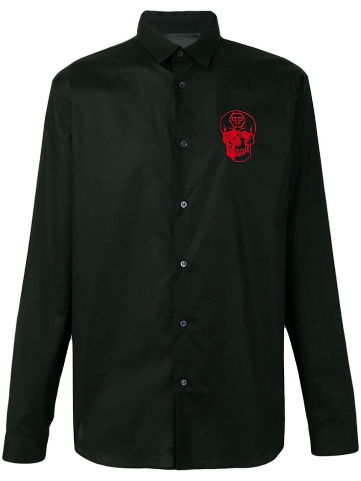 Philipp Plein Skull Embroidered Shirt - Black