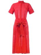 Lisa Marie Fernandez Eyelet Shirt Dress, Women's, Size: 4, Red, Cotton