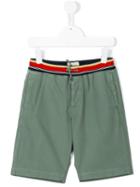 Bellerose Kids - Striped Waistband Shorts - Kids - Cotton - 4 Yrs, Green