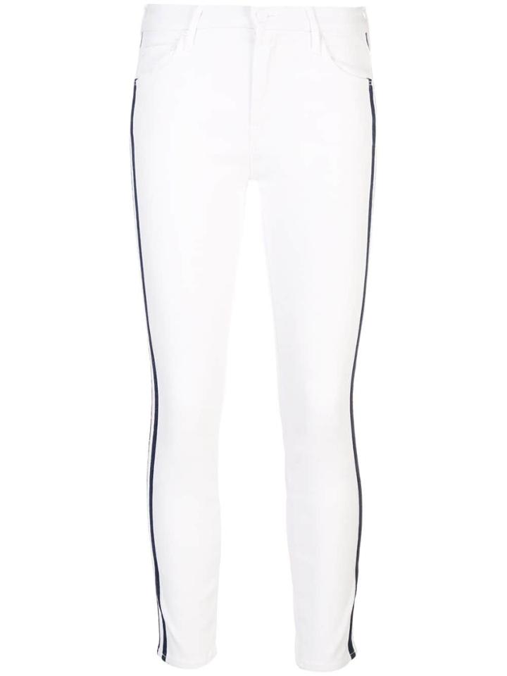 Mother Side Stripes Skinny Jeans - White