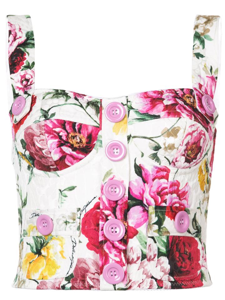 Dolce & Gabbana Bustier Floral Top - White