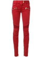 Balmain Low-rise Biker Jeans - Red
