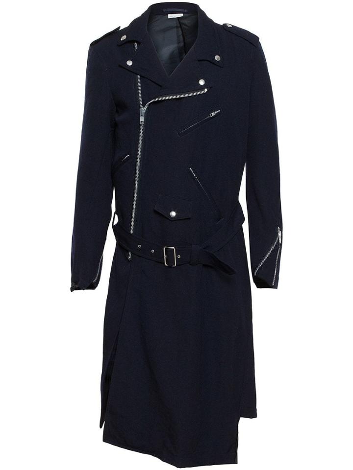 Comme Des Garçons Homme Plus Wool Biker Trenchcoat - Navy