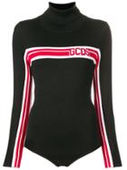Gcds Logo Stripe Knitted Bodysuit - Black