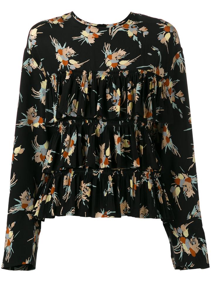 Marni Silk Crepe Rustle Blouse, Women's, Size: 40, Black, Silk